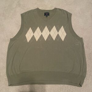 Saddlebred XXL Argyle Sweater Vest Army Green Preppy Golf Dad Core